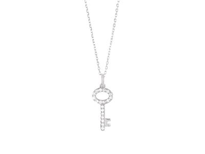 Bracelet clé 12 mm, diamants 0,08ct, 40-42 cm, Or gris 18k - Image Standard - 1