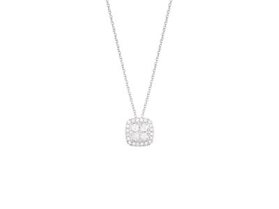 Collier motif carré, diamants 0,18ct, 40-42 cm, Or gris 18k - Image Standard - 1