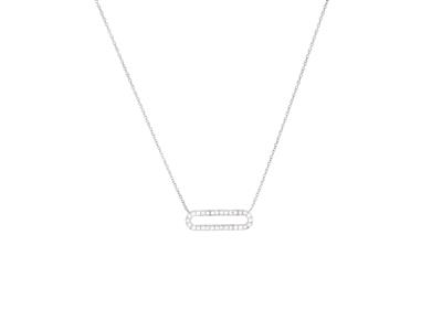 Collier motif Rectangle 16 x 5 mm, diamants 0,15ct, 40-42 cm, Or gris 18k - Image Standard - 1