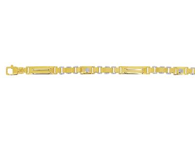 Bracelet Homme mailles et plaques alternées 6,60 mm, 21 cm, Or bicolore 18k - Image Standard - 2