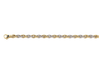 Bracelet maille Forçat 7,50 mm, 19 cm, Or bicolore 18k. Réf. 2672
