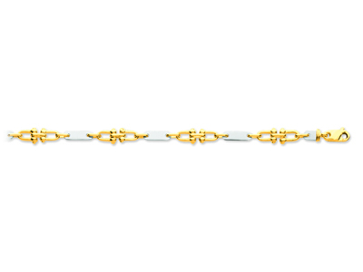 Bracelet Homme plaquettes et manilles 4 mm, 21 cm, Or bicolore 18k - Image Standard - 1