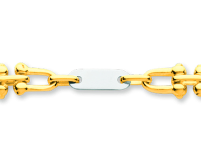 Bracelet Homme plaquettes et manilles 4 mm, 21 cm, Or bicolore 18k - Image Standard - 2