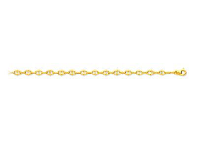 Bracelet maille Marine fantaisie alterné 5,4 mm, 18,5 cm, Or jaune 18k