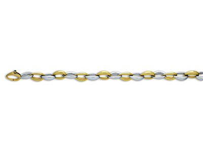Bracelet Coques poires 9,70 mm, 20,5 cm, Or bicolore 18k. Réf. 2036