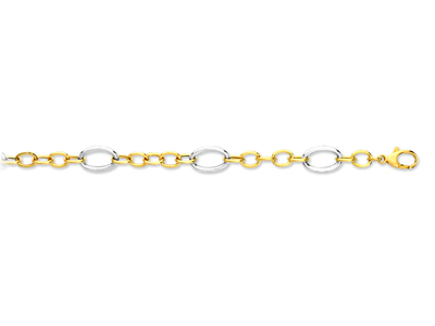 Bracelet maille Alternées 8,9 mm, 19 cm, Or bicolore 18k