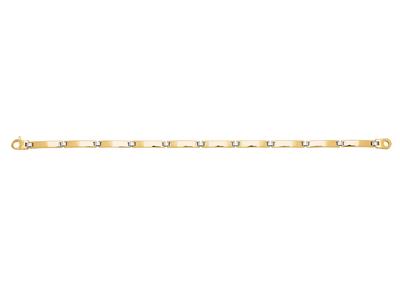Bracelet Homme, plaques bombées creuses 4 mm, 20 cm, Or bicolore 18k - Image Standard - 1