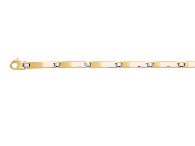 Bracelet Homme, plaques bombées creuses 4 mm, 20 cm, Or bicolore 18k - Image Standard - 2