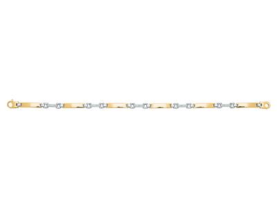 Bracelet Homme, plaques bombées creuses 4 mm, 20 cm, Or bicolore 18k - Image Standard - 1