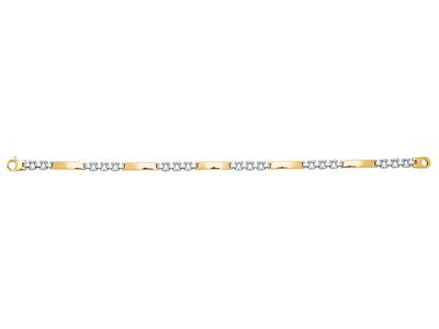 Bracelet Homme, plaques creuses alternées 4 mm, 20 cm, Or bicolore 18k - Image Standard - 1