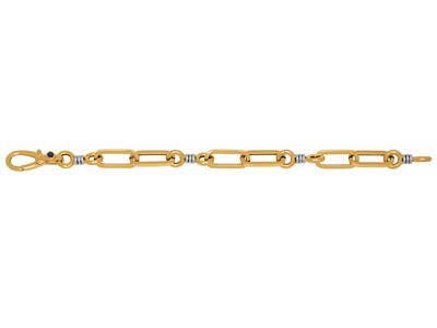 Bracelet malles rectangles et cercles alternés, 20 cm, Or bicolore 18k - Image Standard - 1