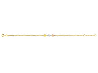 Bracelet chaîne 3 Coeurs, junior  14/16 cm, 3 Ors 18k - Image Standard - 1