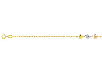 Bracelet chaîne 3 Coeurs, junior  14/16 cm, 3 Ors 18k - Image Standard - 3