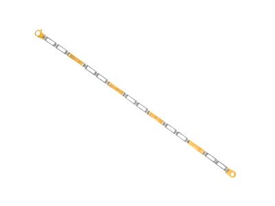 Bracelet mailles rectangles ajourés massives 3 mm, 21 cm, Or bicolore 18k - Image Standard - 1