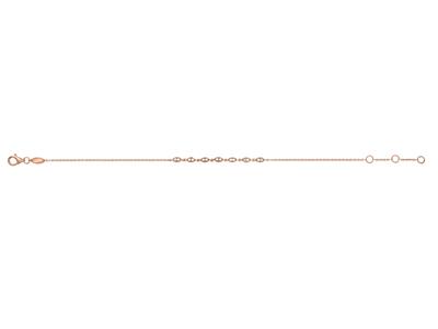 Bracelet chaîne diamants 0,12ct, 16-17-18 cm, Or rose 18k