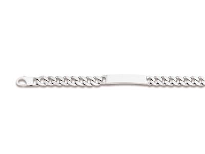 Bracelet Identité Gourmette limée 4 faces 8,6 mm, 22 cm, Argent 925 rhodié