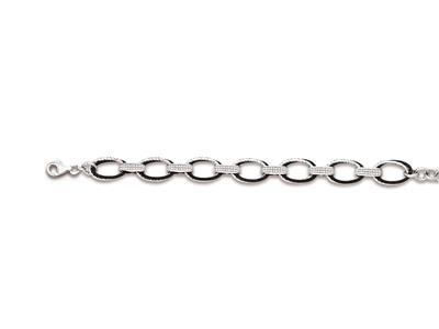 Bracelet maille Ovale double 12 mm, 18-20 cm, Argent 925 rhodié plus ruthénium