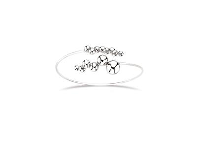 Bracelet Jonc fil massif 1,5 mm, Grappes boules asymétriques, 60 x 55 mm, Argent 925 rhodié - Image Standard - 1