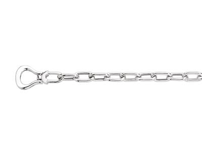 Bracelet maille Rectangle creuse menotte, 19 cm, Argent 925 Rh
