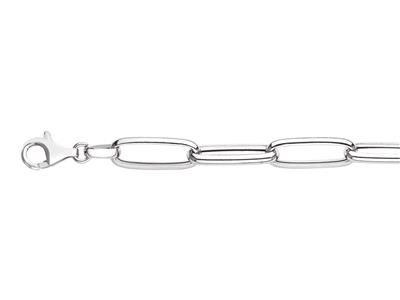 Bracelte maille Rectangle petit modèle, tube rond, 163 cm, Argent 925 Rh