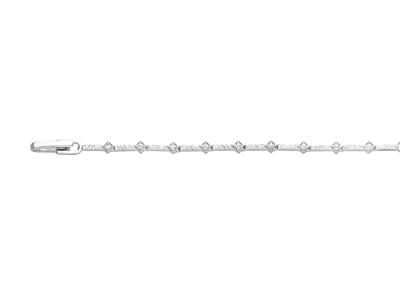Bracelet ligne, serti de Cristaux carrés, 18,50 cm, Argent 925 Rh