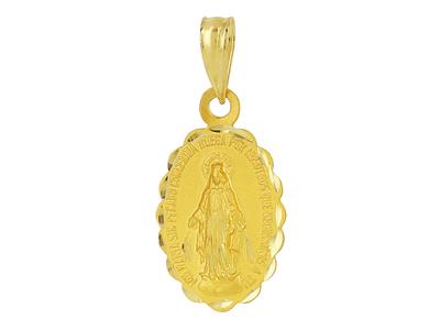 Médaille Vierge miraculeuse 16 x 11 mm, bord festoné, Or jaune 18k