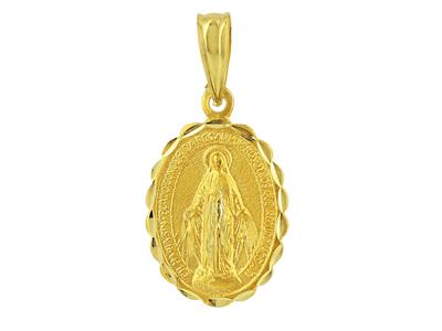 Médaille Vierge miraculeuse 14 x 11 mm, bord festoné, Or jaune 18k - Image Standard - 1