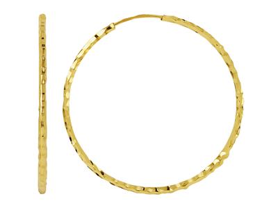 Créoles ciselées tube flexible 1,4 mm, diamètre intérieur 30 mm, Or jaune 18k - Image Standard - 1