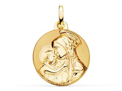 Médaille Vierge à l'enfant creuse 18 mm, Or jaune 18k - Image Standard - 1