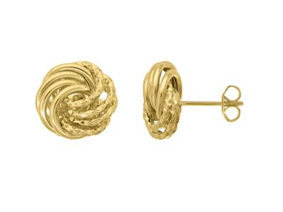 Boucles d'oreilles Rosette, anneaux diamantés/lisses, 11,50 mm, Or jaune 18k - Image Standard - 1