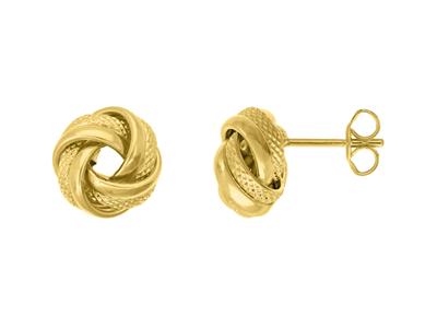 Boucles d'oreilles Pelotte, anneaux granulés/lisses, 12 mm, Or jaune 18k - Image Standard - 1