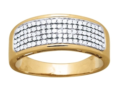 Alliance serti 5 rangs, diamants 0,34ct, Or jaune 18k, doigt 52 - Image Standard - 1