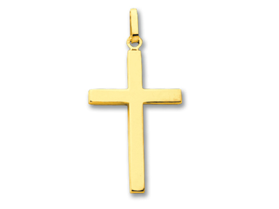 Croix fil carré massif 25 mm, Or jaune 18k poli