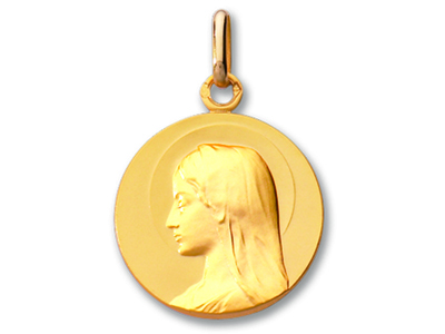 Médaille Vierge, Or jaune 18k mat