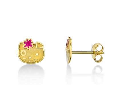 Boucles d'oreilles Hello Kitty 6,5 x 6,8 mm, Or jaune 18k - Image Standard - 1