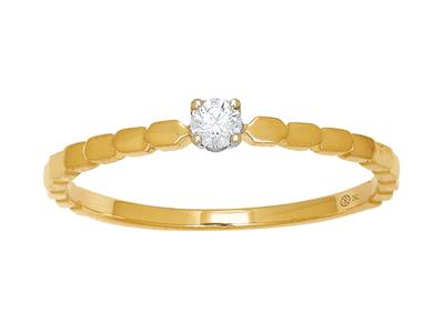 Bague solitaire corps perle, diamant 0,08ct, Or jaune 18k, doigt 48 - Image Standard - 1