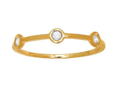 Bague anneau 3 diamants total 0,06ct, Or jaune 18k, doigt 48 - Image Standard - 1
