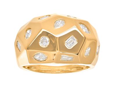 Bague facettée, diamants multi tailles 1,06ct, Or jaune 18k, doigt 54 - Image Standard - 1