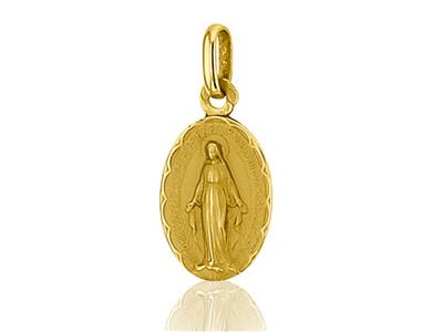 Médaille Vierge miraculeuse massive 13 mm, Or jaune 18k