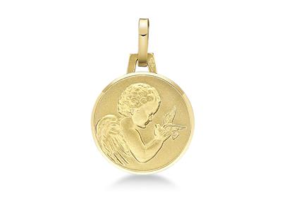 Médaille Ange massive 14 mm, Or jaune 18k