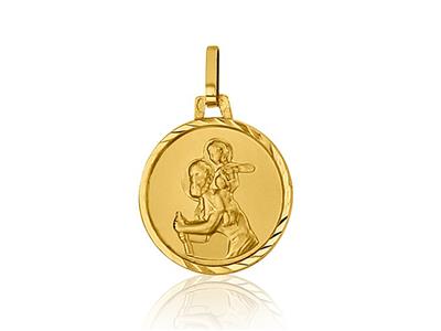 Médaille St Christophe fantaisie 16 mm, Or jaune 18k - Image Standard - 1