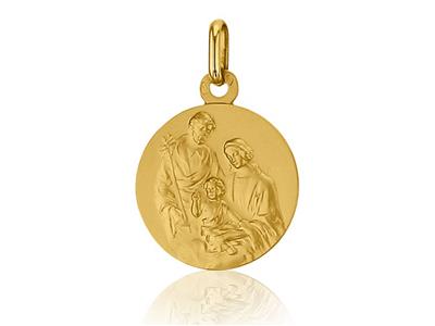 Médaille Ste Famille 18 mm, Or jaune 18k