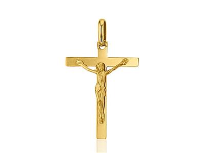 Pendentif Croix Christ massive 35 mm, Or jaune 18k - Image Standard - 1