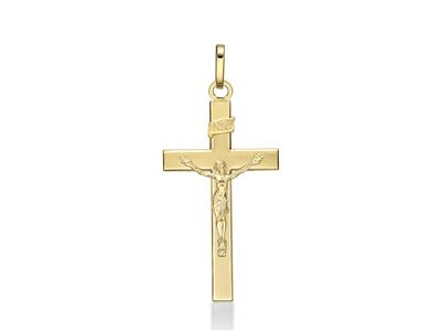 Pendentif Croix Christ Inri 24 mm, Or jaune 18k