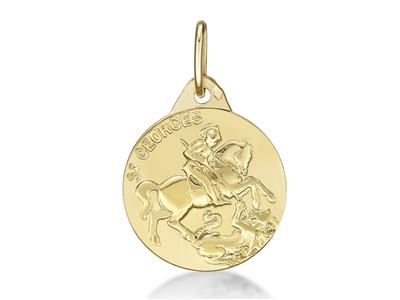 Médaille St Georges 15 mm, Or jaune 18k