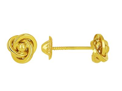 Boucles d'oreilles 3 cercles et boule 6 mm, petit modèle, Or jaune 18k - Image Standard - 1