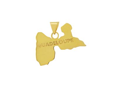 Pendentif carte Guadeloupe, 20 x 13 mm, Or jaune 18k