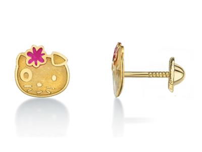 Boucles d'oreilles Hello Kitty email jaune, Or jaune 18k - Image Standard - 1