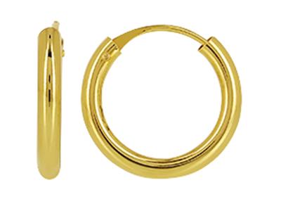 Créoles tube creux 2 mm, diamètre intérieur 10 mm, Or jaune 18k - Image Standard - 1