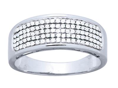 Alliance serti 5 rangs, diamants 0,34ct, Or gris 18k, doigt 52 - Image Standard - 1